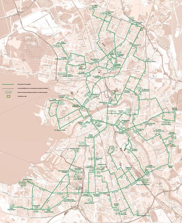 Mappa delle stazioni dei tram di San Pietroburgo
