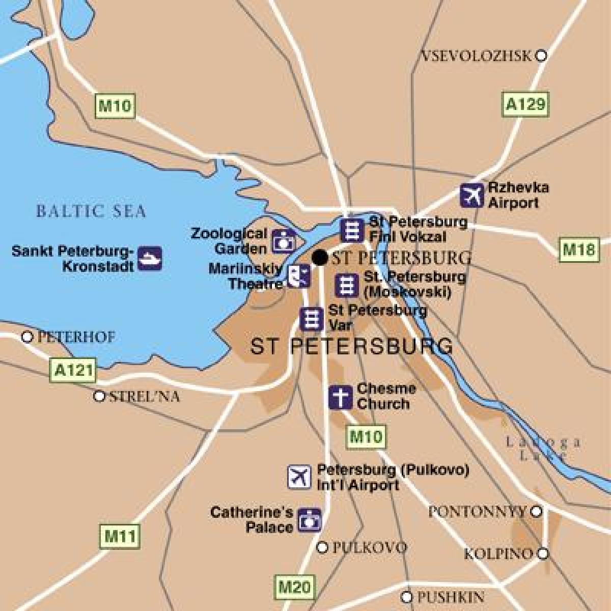 Mappa degli aeroporti di San Pietroburgo