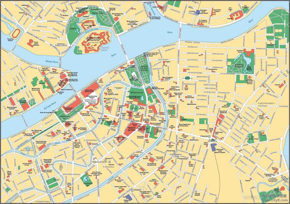 Mappa del centro di San Pietroburgo
