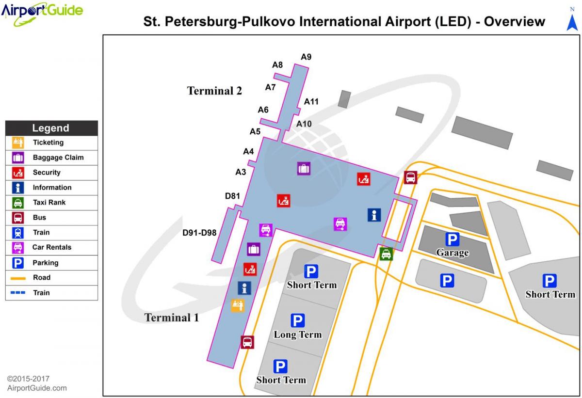 Mappa del terminal dell'aeroporto di San Pietroburgo