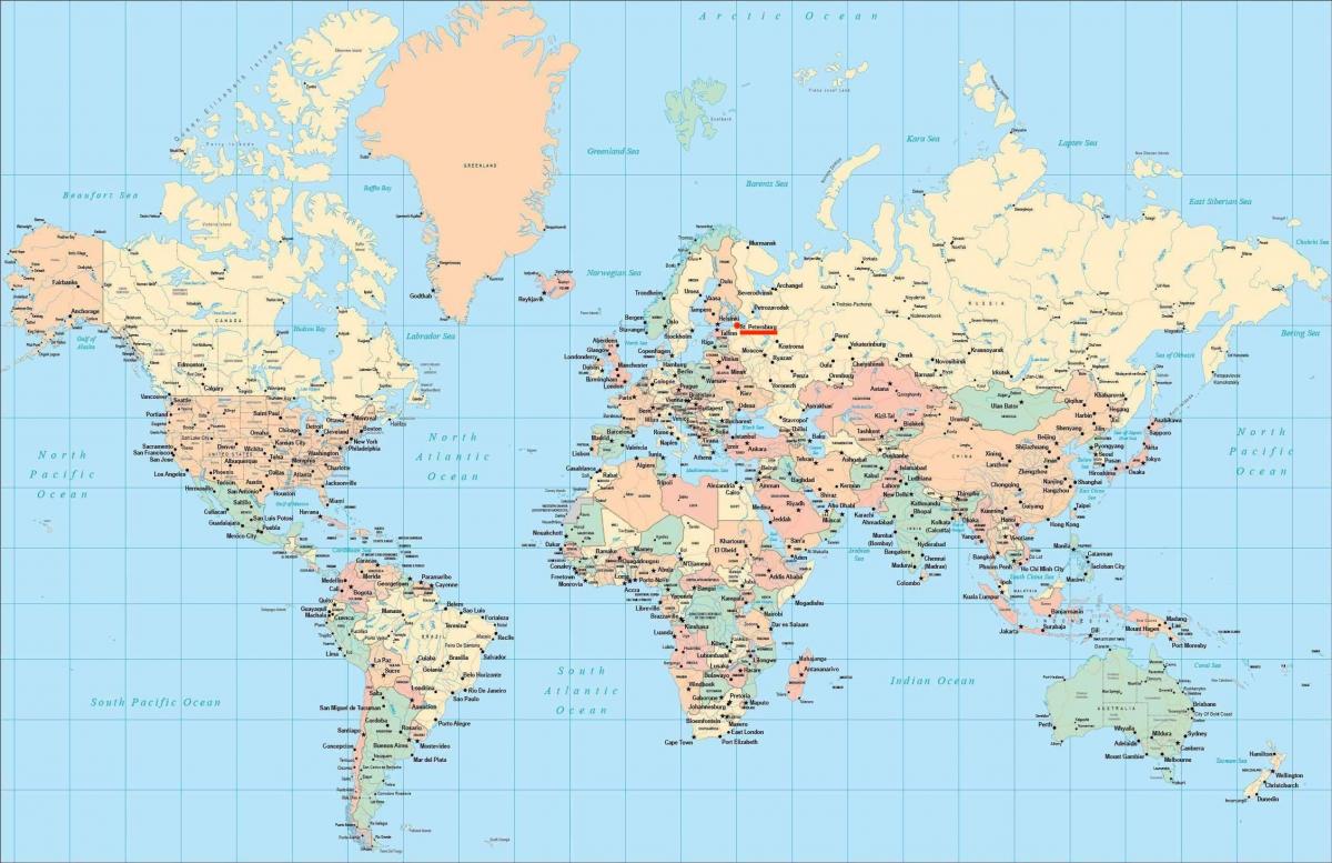 Posizione di San Pietroburgo sulla mappa del mondo